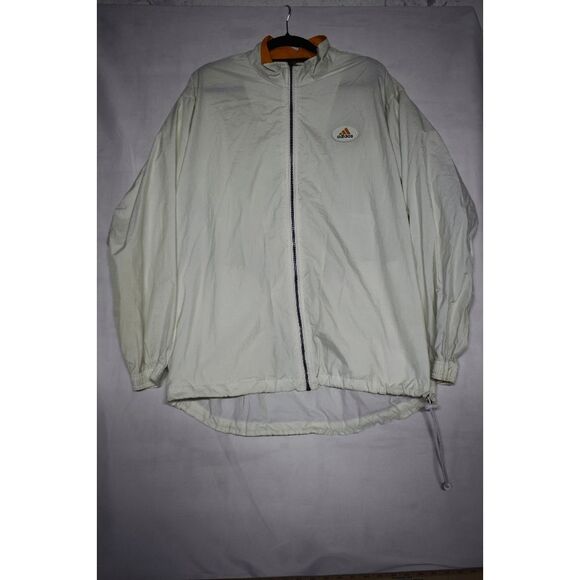 Vintage Adidas Windbreaker Jacket White & Yellow Stripe Logo Large - Picture 2 of 12